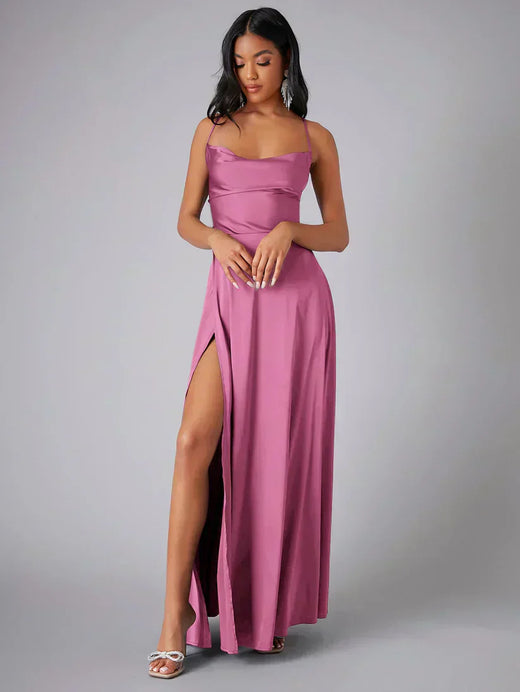 Maddox | Women’s Satin Cowl Neck Maxi Dress