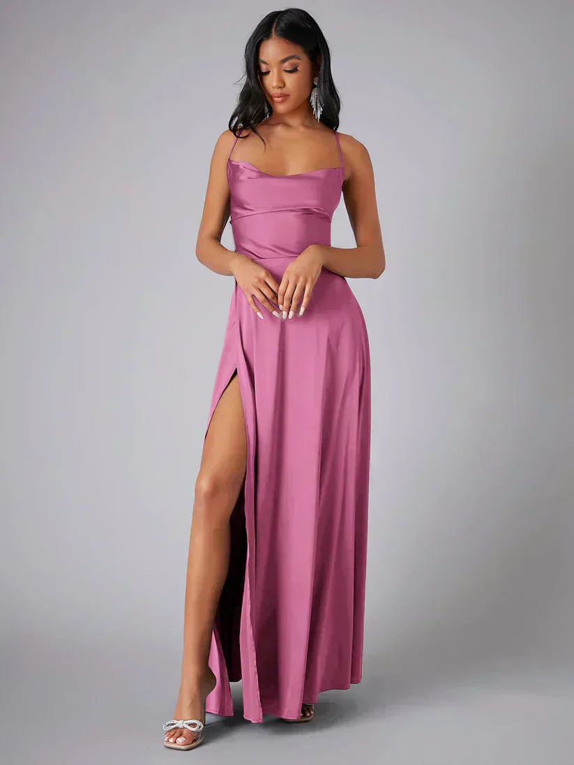 Maddox | Women’s Satin Cowl Neck Maxi Dress