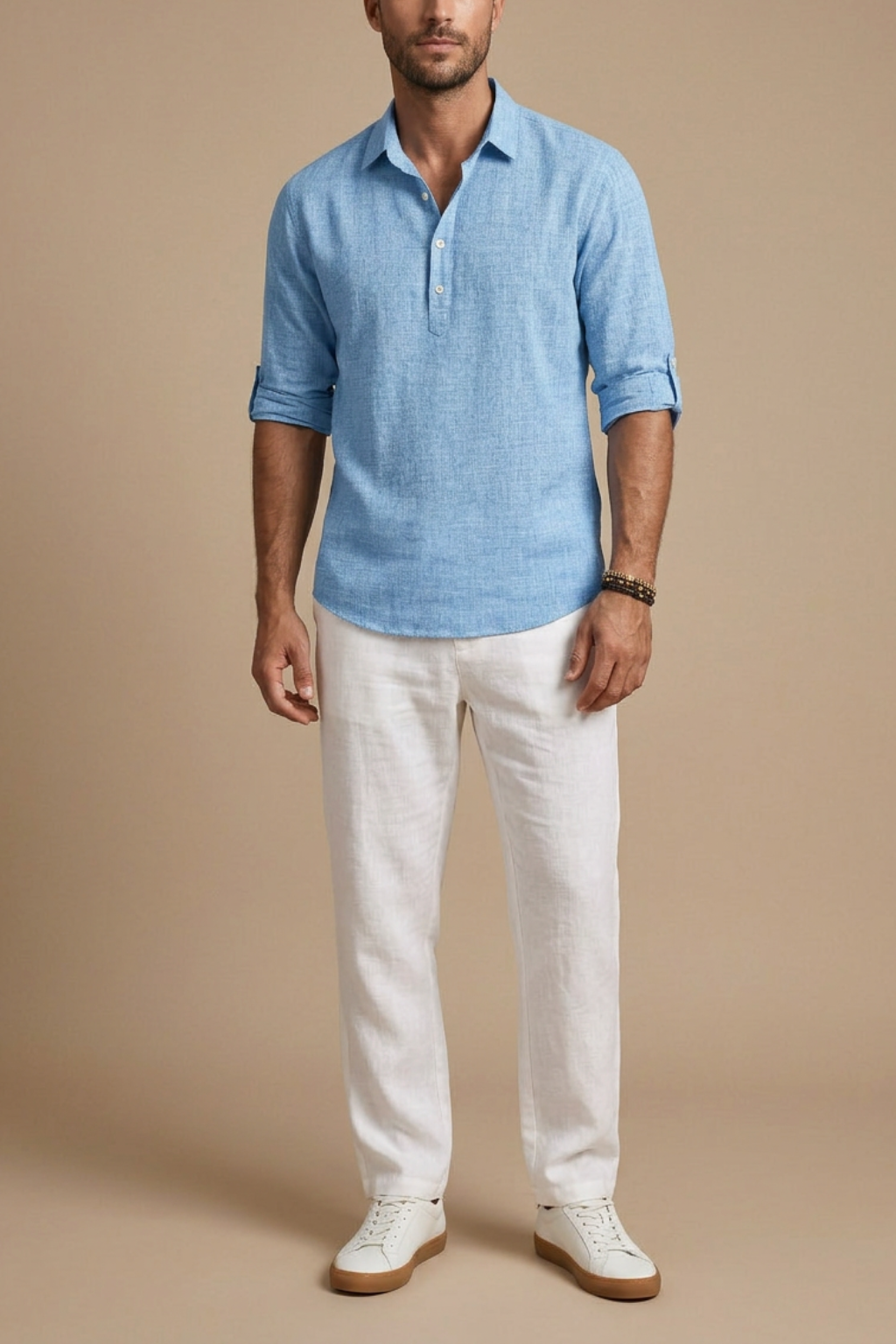 Henan | Men’s Linen Blend Short Sleeve Polo