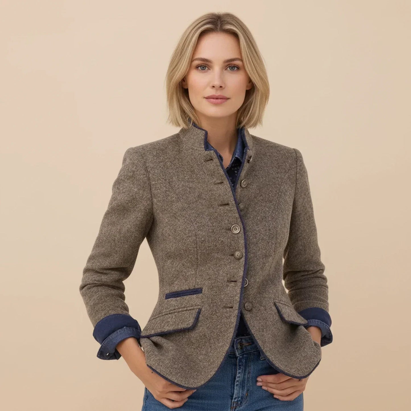 Avvah | Women’s Collarless Fitted Blazer Jacket