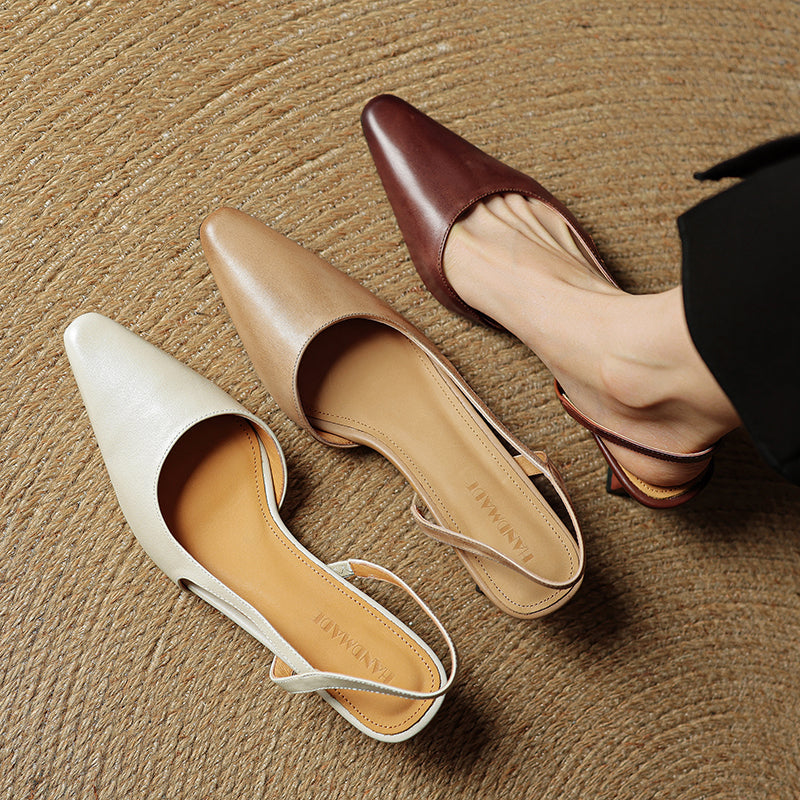 Khloe | Women’s Pointed Toe Leather Slip-On Heels