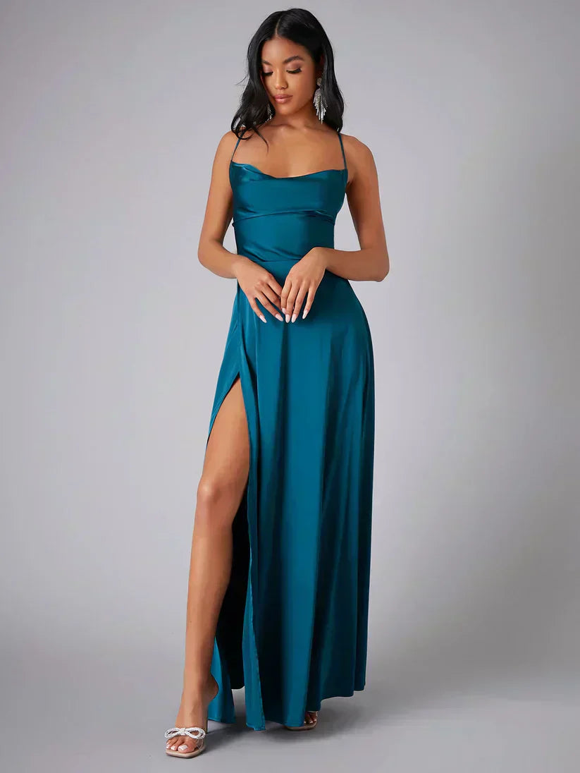 Maddox | Women’s Satin Cowl Neck Maxi Dress