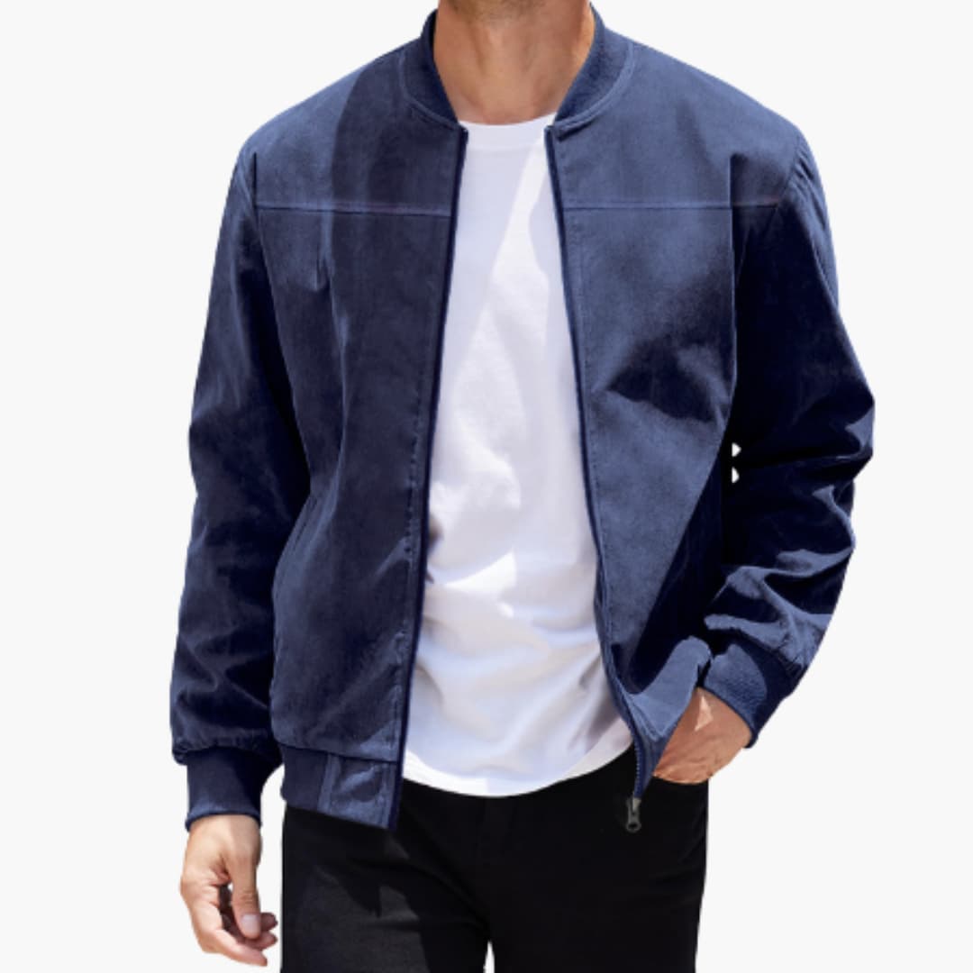 Billy | Men’s Bomber Jacket with Ribbed Collar