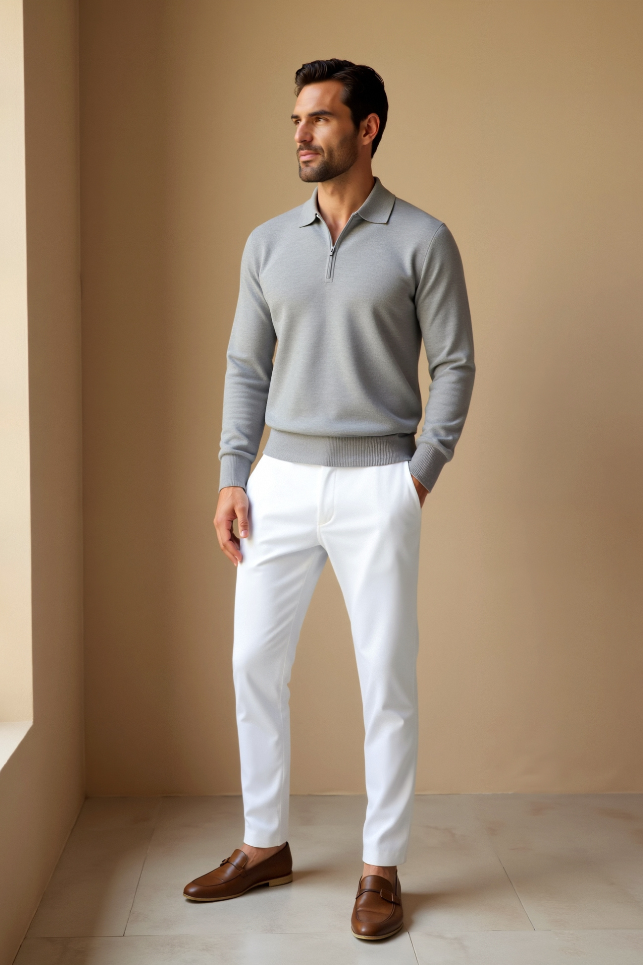 Noli | Men’s Knit Polo Shirt with Modern Zip Detail