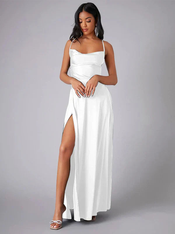 Maddox | Women’s Satin Cowl Neck Maxi Dress