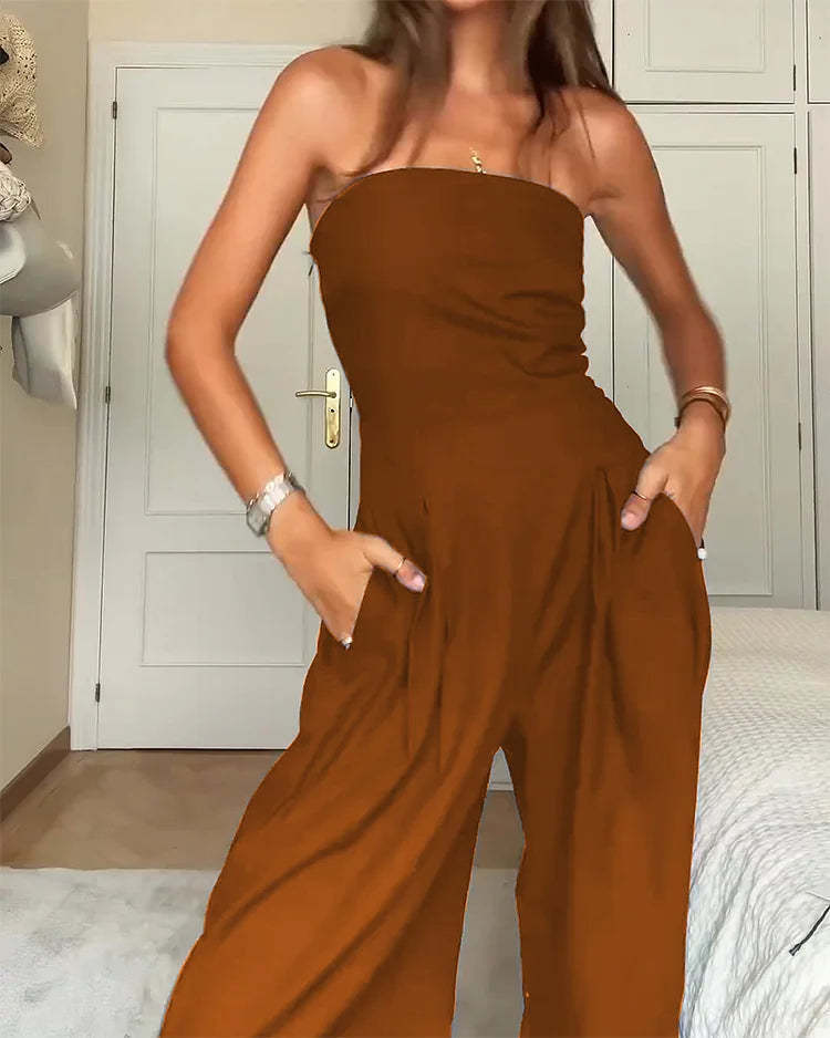 Janae | Women’s Strapless Wide Leg Jumpsuit