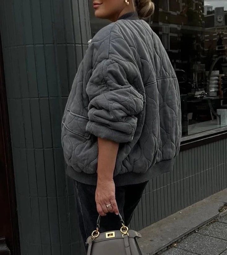Hillarie | Women’s Oversized Quilted Bomber Jacket