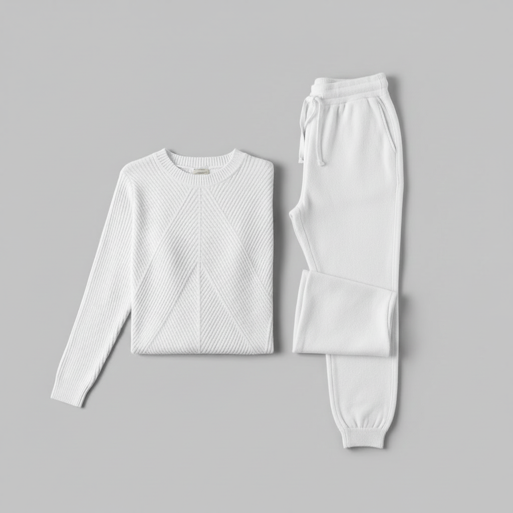 Ribbed Knit Tracksuit Set | Women's Joggers and Pullover