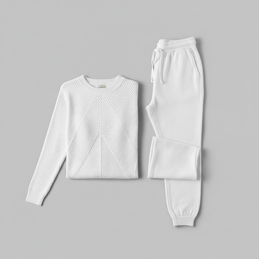 Ribbed Knit Tracksuit Set | Women's Joggers and Pullover