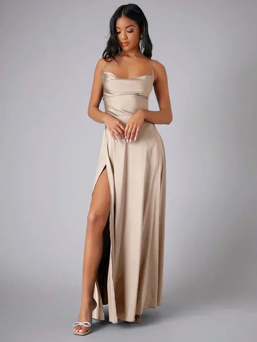 Maddox | Women’s Satin Cowl Neck Maxi Dress
