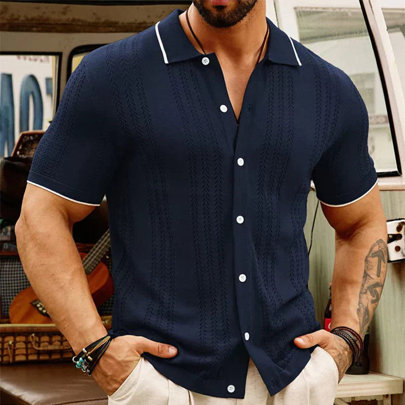 Jeronimo | Men’s Jacquard Knitted Button-Up Shirt