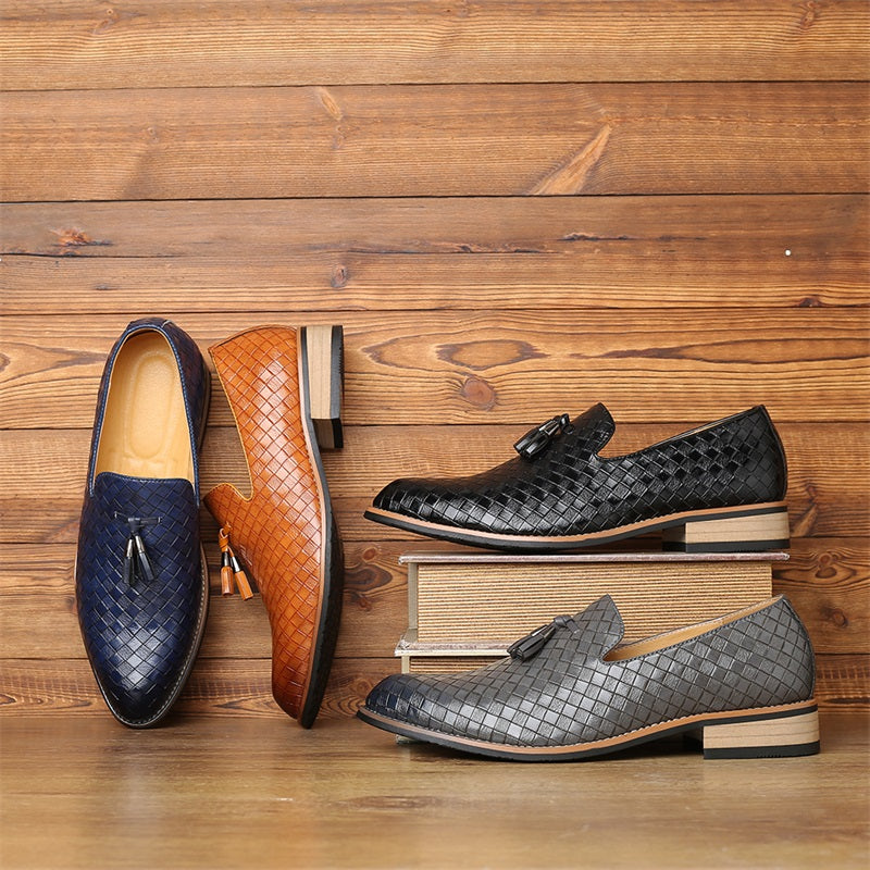 Tobias | Men’s Woven Leather Tassel Loafers