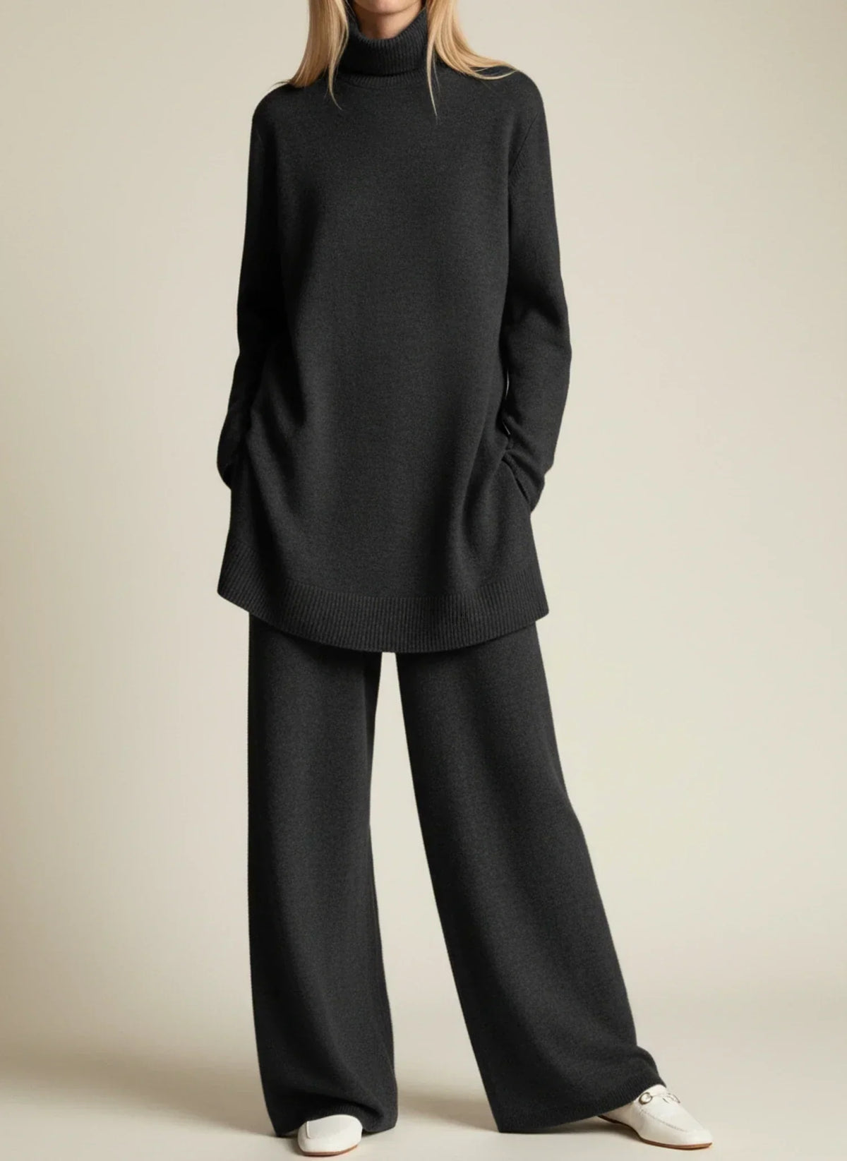 Selvane | Women’s Two-Piece Turtleneck Wide-Leg Set