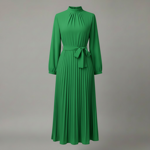 Chic Pleated Black Midi Dress | Women's Formal Dress