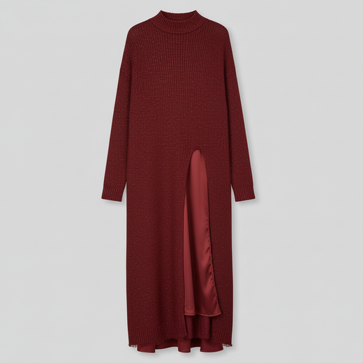 Jesika | Women's Long Sweater Dress with Side Slit