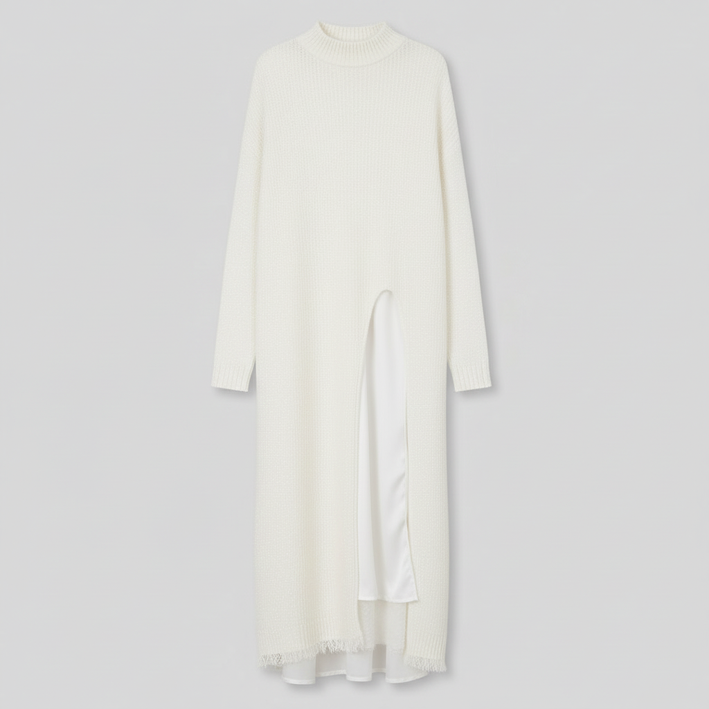 Jesika | Women's Long Sweater Dress with Side Slit