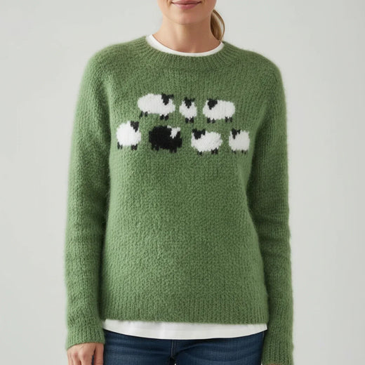 Woolenzy | Men’s Novelty Sheep Graphic Crewneck Sweater
