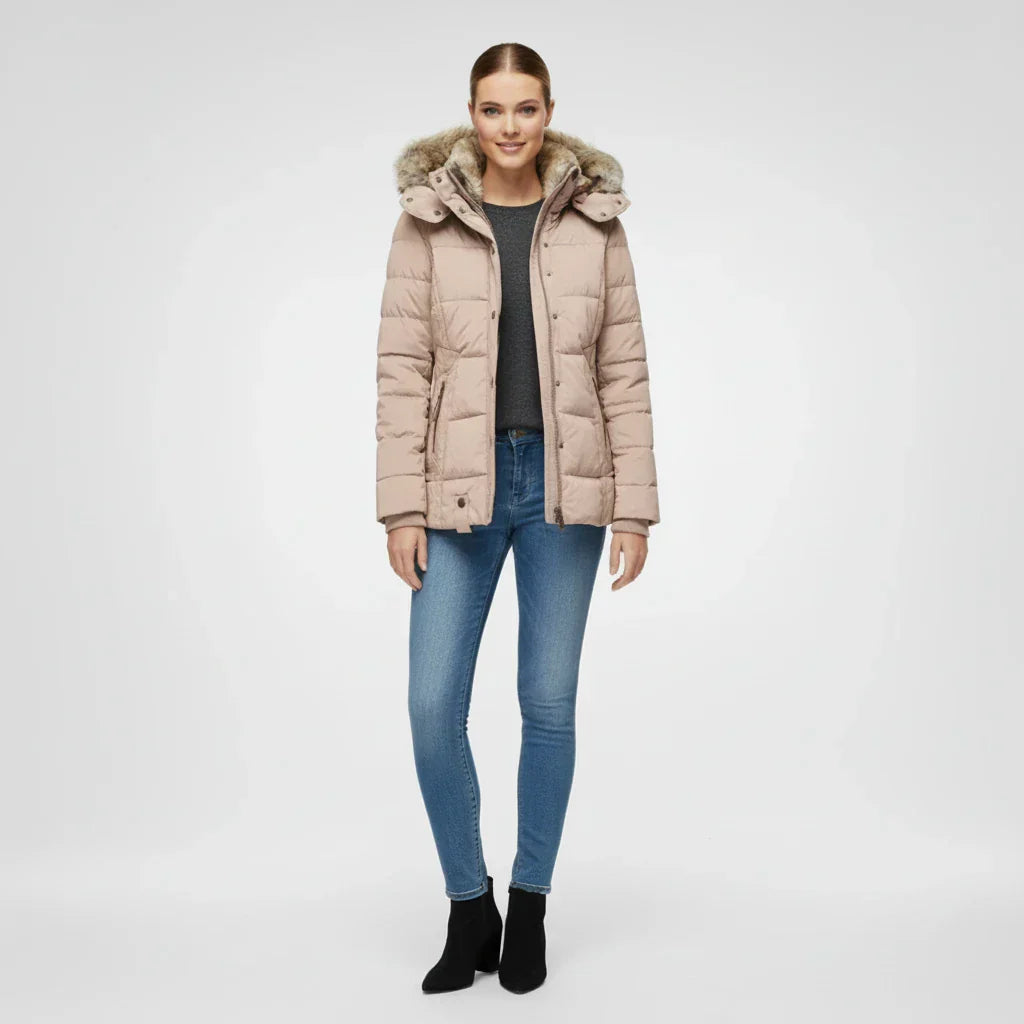 Jessa | Women’s Quilted Faux Fur Hood Puffer Jacket