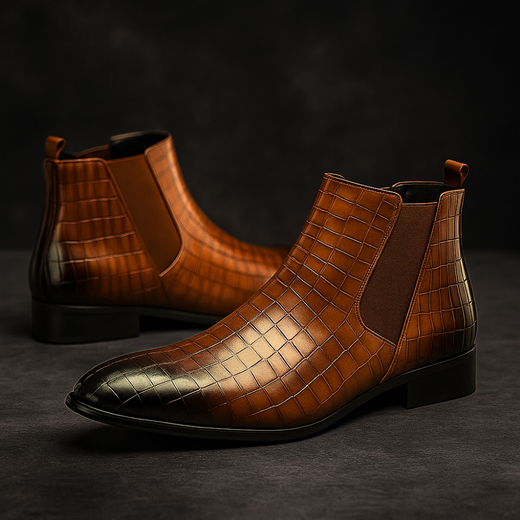 Taryne | Men’s Snakeskin Textured Chelsea Boots