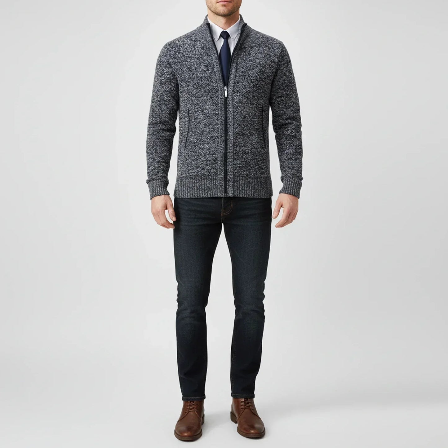 Calvren | Men’s Zip-Up Stand Collar Sweater