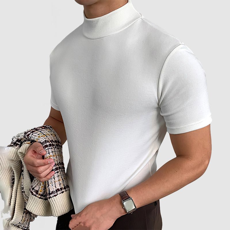 Caviron | Men’s Mock Neck Short Sleeve Fitted Shirt