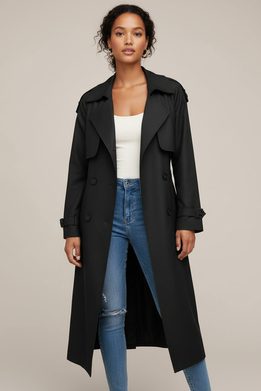 Marivella | Women’s Double-Breasted Long Trench Coat