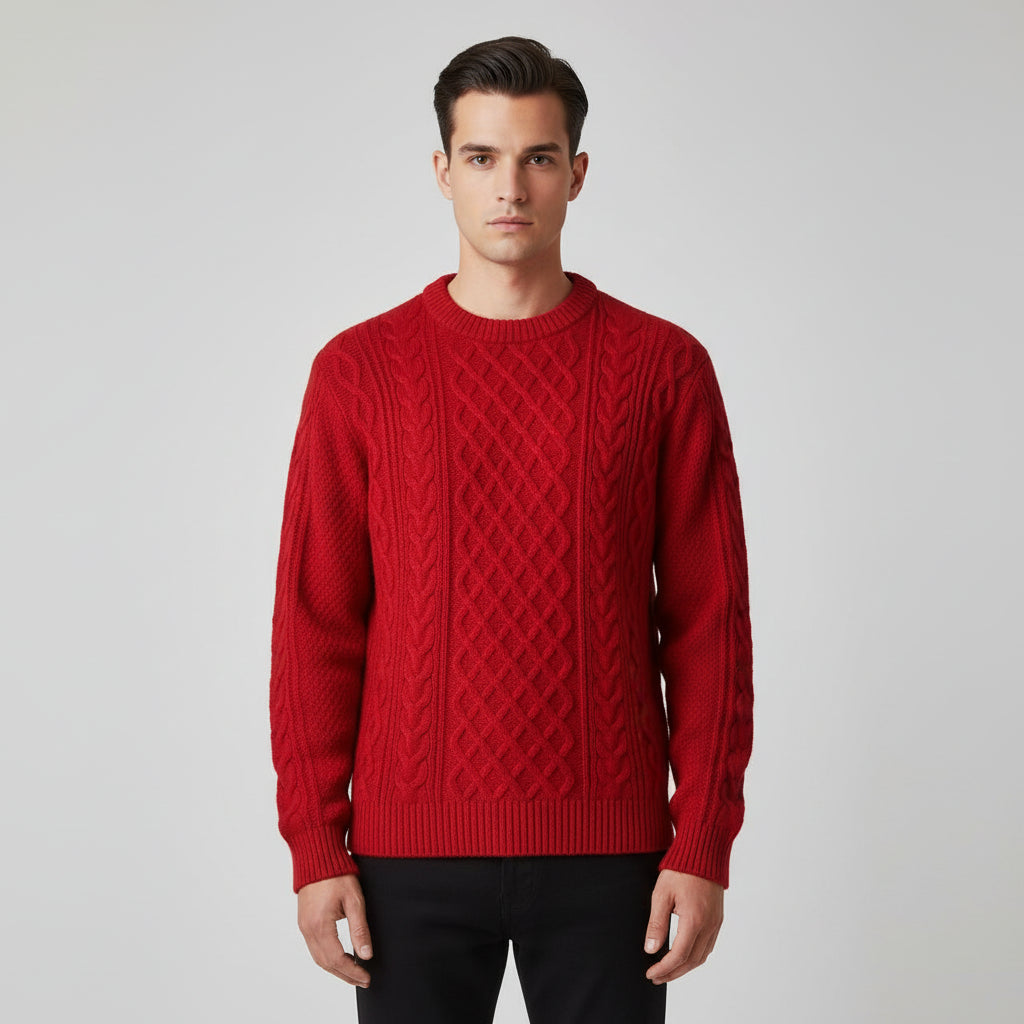 Arvont | Men’s Cable Knit Crewneck Sweater