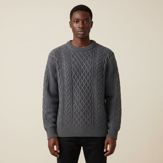 Arvont | Men’s Cable Knit Crewneck Sweater