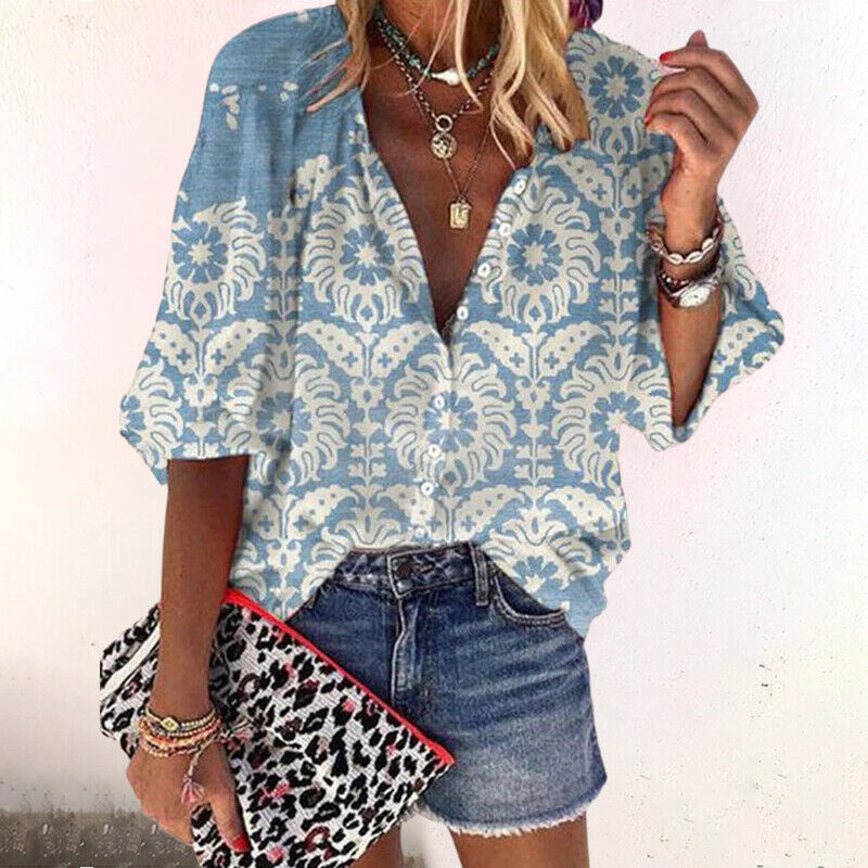Gwyne | Women’s Floral Bohemian Button-Down Blouse