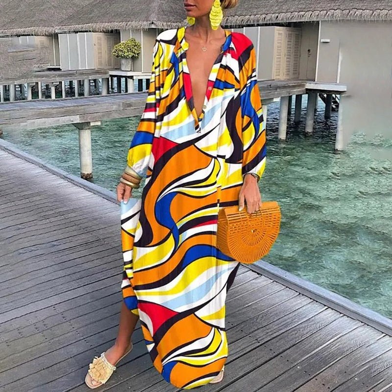 Elva | Women’s Printed Long Sleeve Maxi Dress