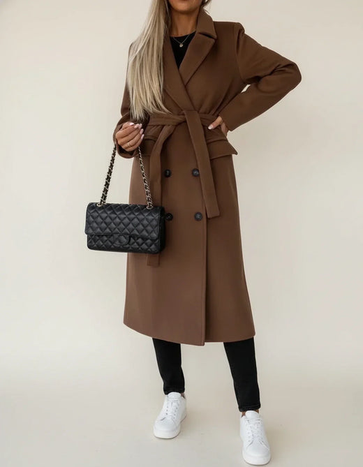 Elviera | Women’s Belted Double-Breasted Midi Overcoat