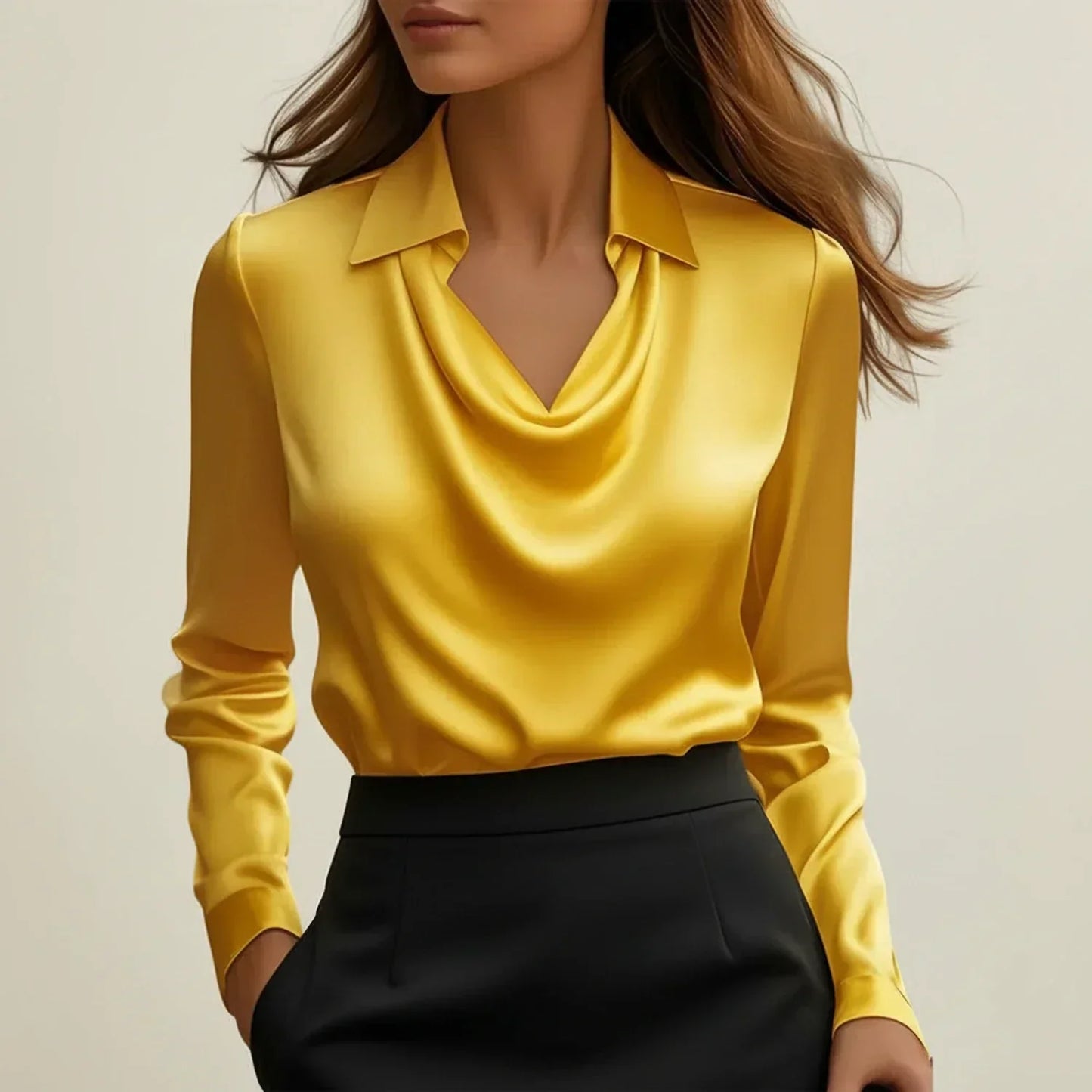 Selvoria | Women’s Cowl Neck Long Sleeve Blouse