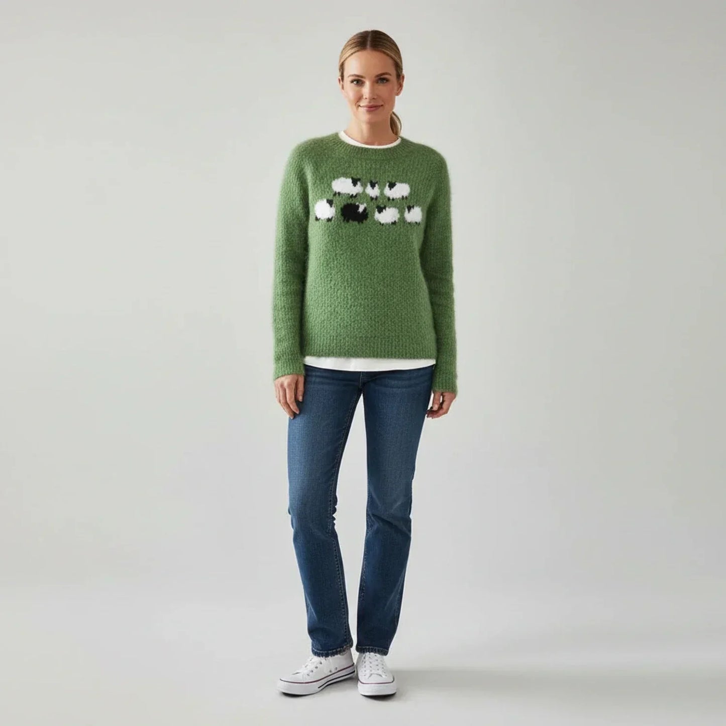 Woolenzy | Men’s Novelty Sheep Graphic Crewneck Sweater