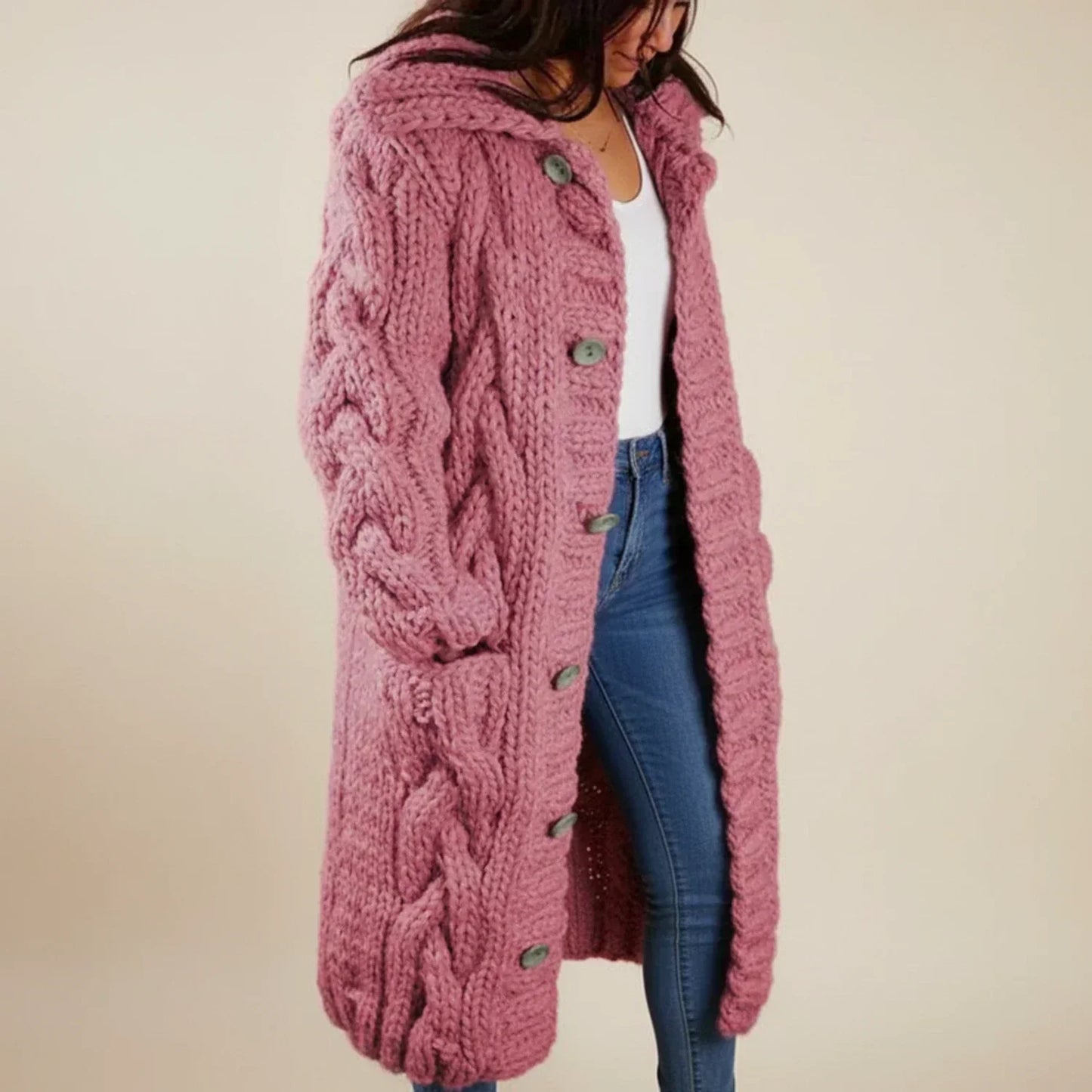Lawina | Women’s Long Hooded Button-Front Cardigan