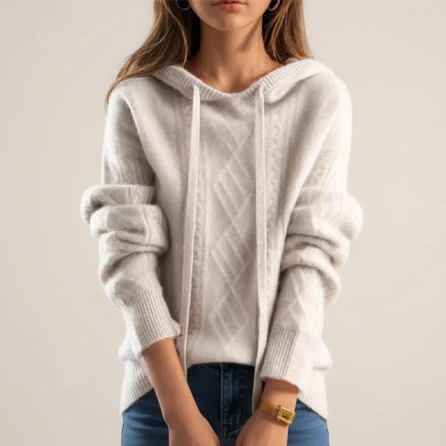 Mirevia | Women’s Hooded Cable Knit Sweater