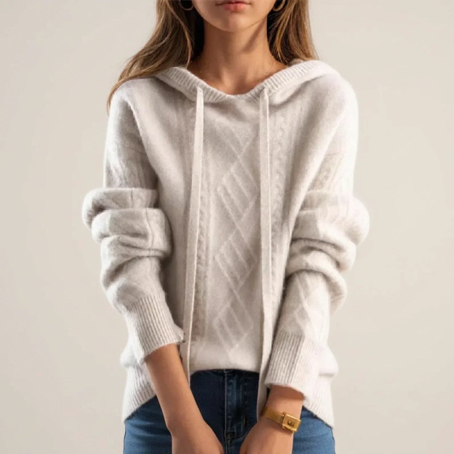 Mirevia | Women’s Hooded Cable Knit Sweater