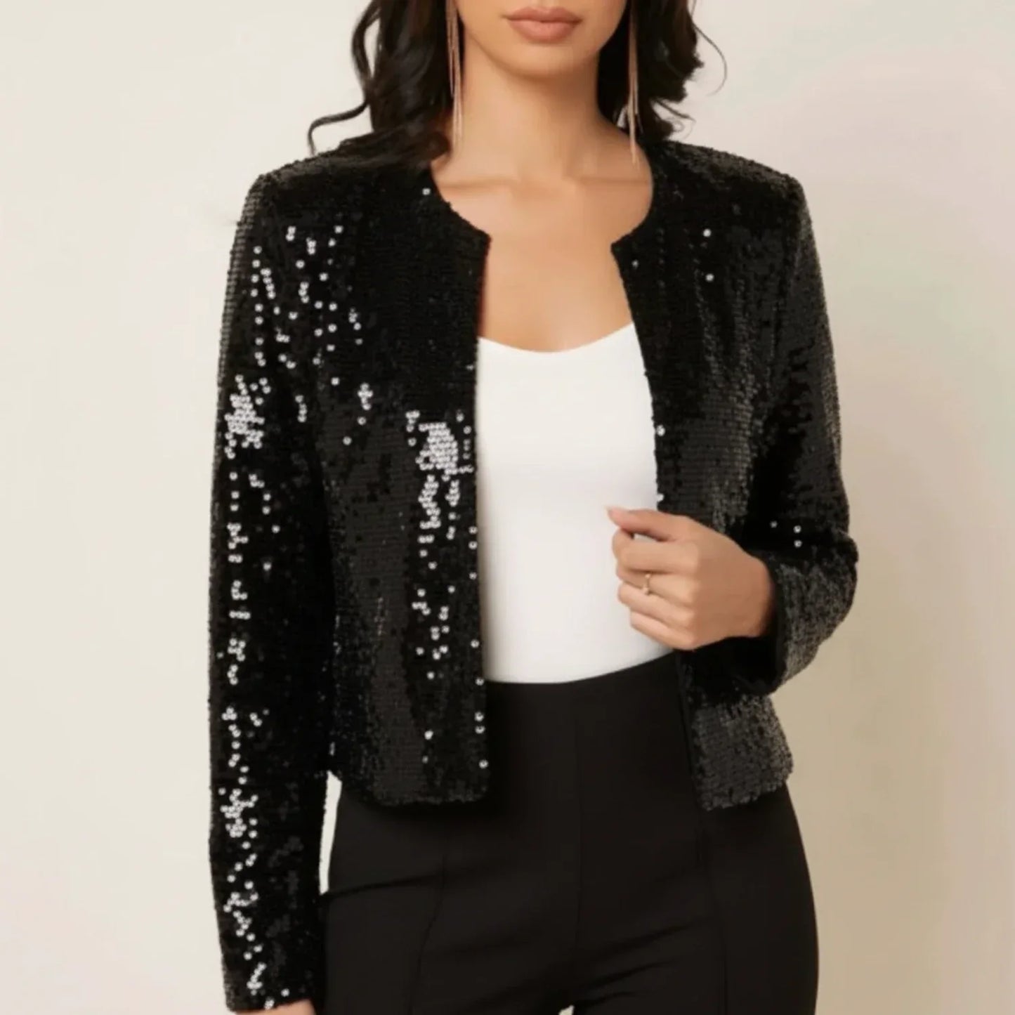 Lurelle | Women’s Sequin Open-Front Jacket