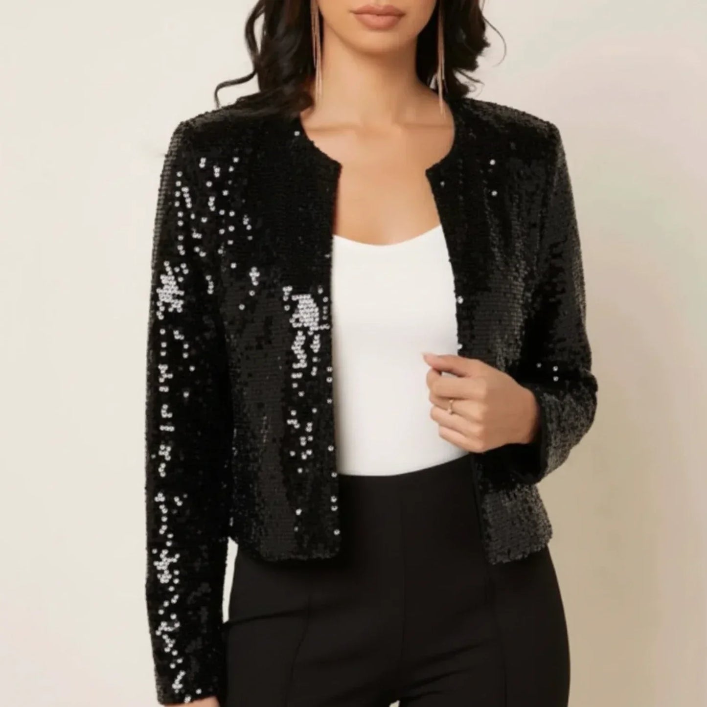Lurelle | Women’s Sequin Open-Front Jacket