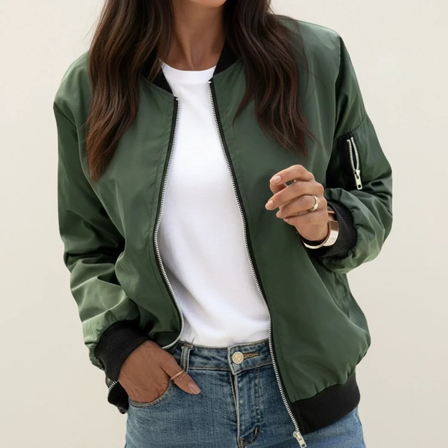 Zelvra | Women’s Zip-Up Bomber Jacket