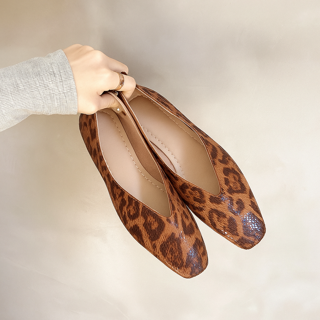 Jemie | Women’s Leopard Print Vegan Leather Flats