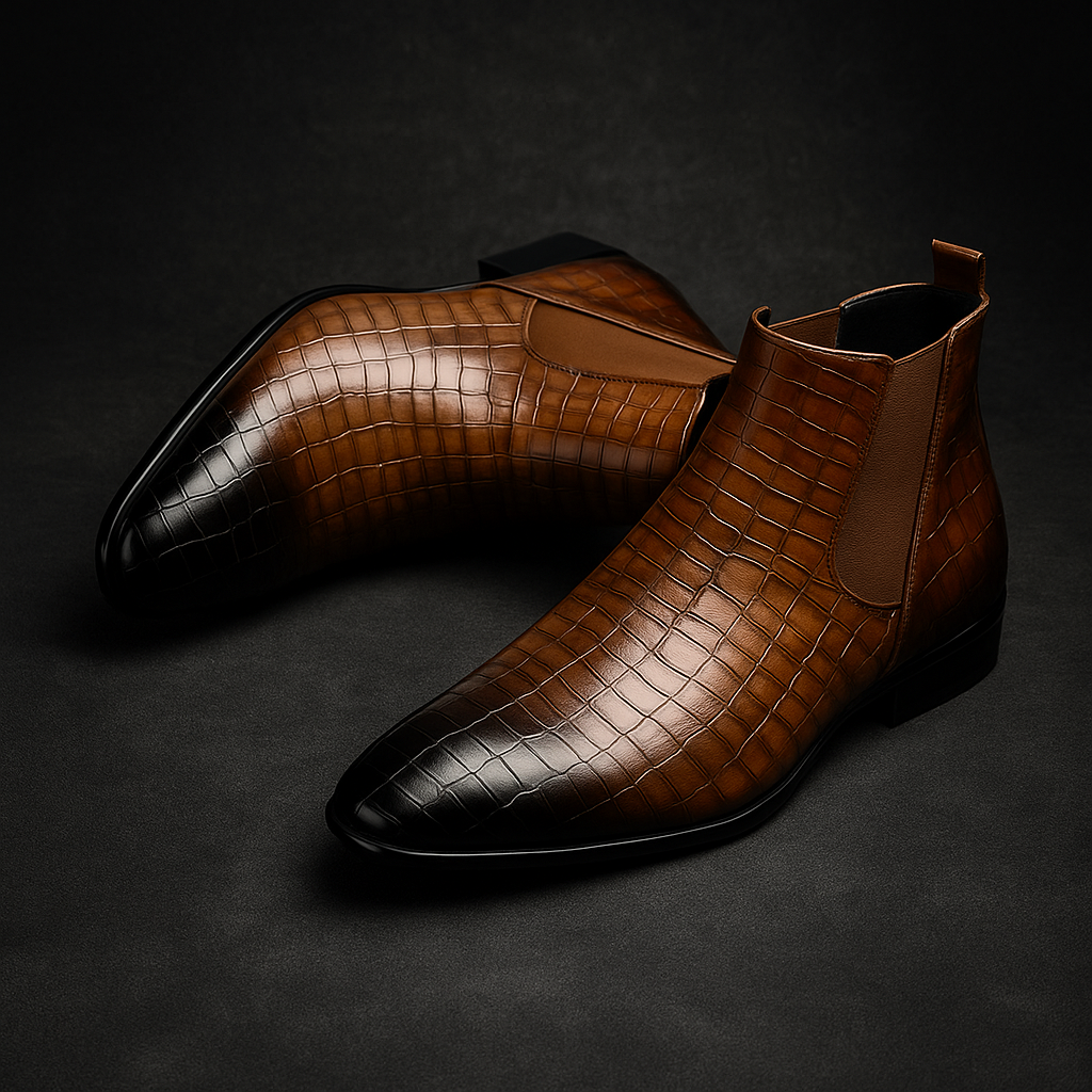 Taryne | Men’s Snakeskin Textured Chelsea Boots