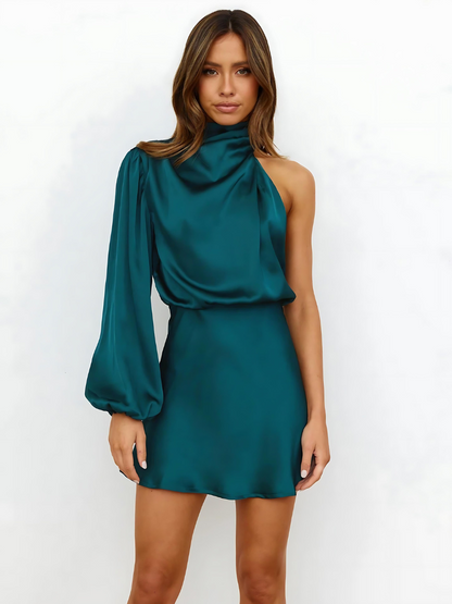 Roberta | Women’s One-Shoulder Satin Mini Dress