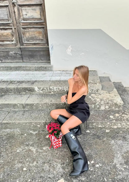 Marley | Women’s Sculptural Knee High Wedge Boots