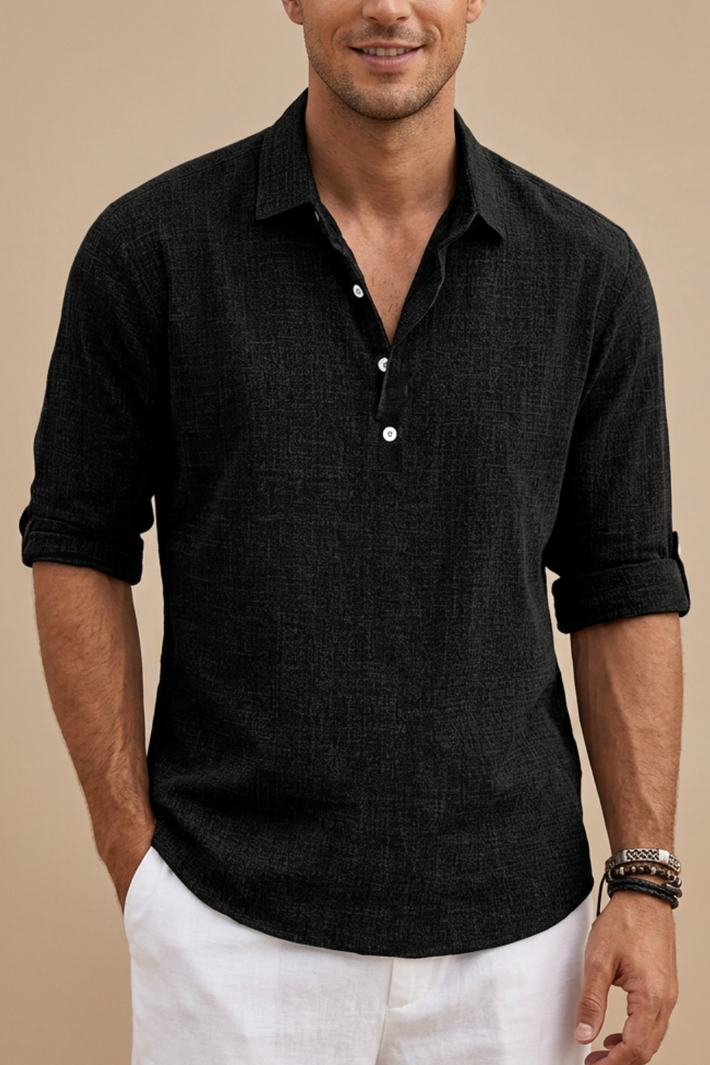 Henan | Men’s Linen Blend Short Sleeve Polo
