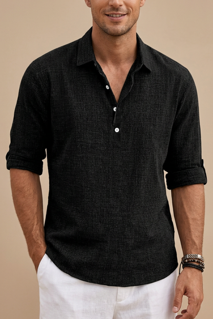 Henan | Men’s Linen Blend Short Sleeve Polo
