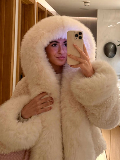 Aloura | Women’s Oversized Faux Fur Hooded Jacket