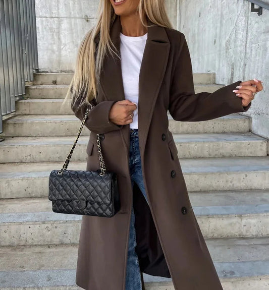 Alvienne | Women’s Long Double-Breasted Coat