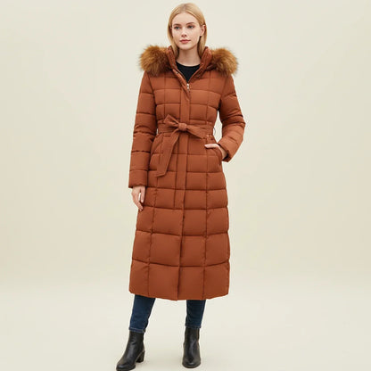 Alviery | Women’s Hooded Belted Puffer Coat