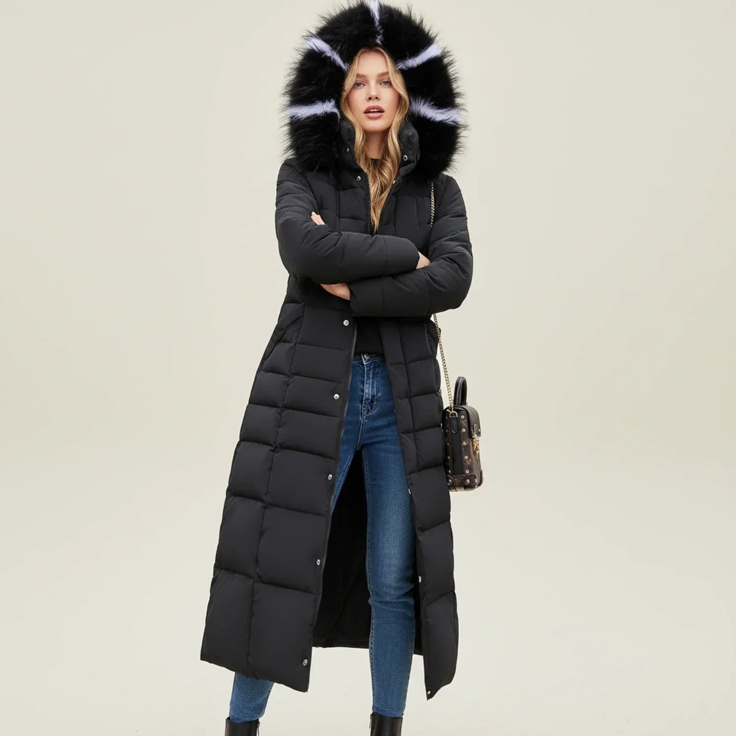 Alviery | Women’s Hooded Belted Puffer Coat