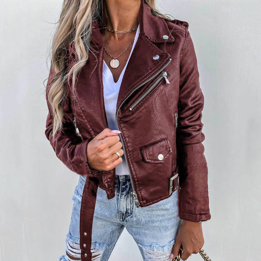 Ardena | Women’s Faux Leather Button Jacket